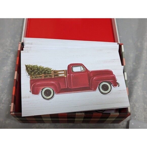Classic Red Truck Christmas Cards - 12 Holiday Cards & 11 Envelopes -C R Gibson - Picture 2 of 9